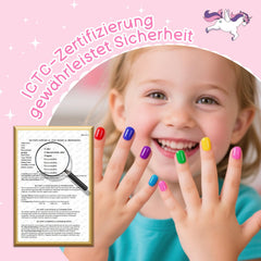 Aieenjor Kids Nail Polish Kit water-based formula emphasizes safe, washable fun.