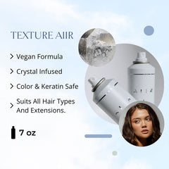 AIIR Texture Spray application on styled hair adds gritty texture and definition.