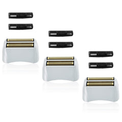 AIJALY 3-pack pro shaver foils in golden finish for smoother shaves.
