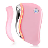 Aikertec Heat Electric Gua Sha Tool close-up showing 4-in-1 facial contouring capabilities.