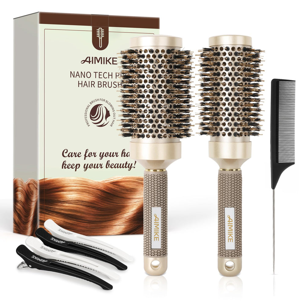 AIMIKE hairbrush set large brush with nano ceramic barrel for fast, smooth blowouts