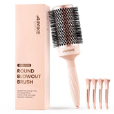 AIMIKE Rose Luxe Round Brush close-up shows a sleek design for smooth blowouts