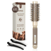 AIMIKE round hair brush close-up bristles for smooth frizz-free finish.