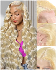AIMPO 613 blonde wig front view with natural hairline and seamless lace.