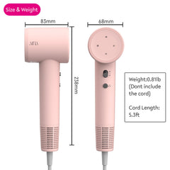 AINA hair dryer 110000 rpm wind showcases strong airflow for swift styling.