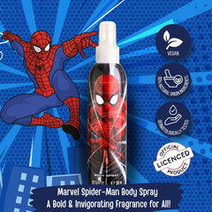 Air-Val Marvel Spider-Man kid spraying cologne on pulse points