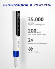 AIRSEE LED-display nail drill provides real-time speed readouts for precise control.