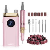 AIRSEE nail drill front view highlights cordless portability for on-the-go manicures.