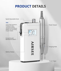 AIRSEE portable aluminum handpiece delivering low heat and vibration during sessions