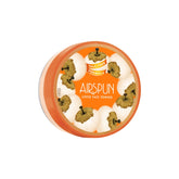 Airspun front packaging showing translucent jar and cap, convenient storage benefit