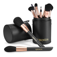 AirWos 14pc brush set case closed for compact travel storage