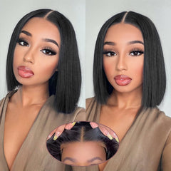 AISI Bob Wig glueless lace-front closeup shows natural texture for a seamless day-to-day look.