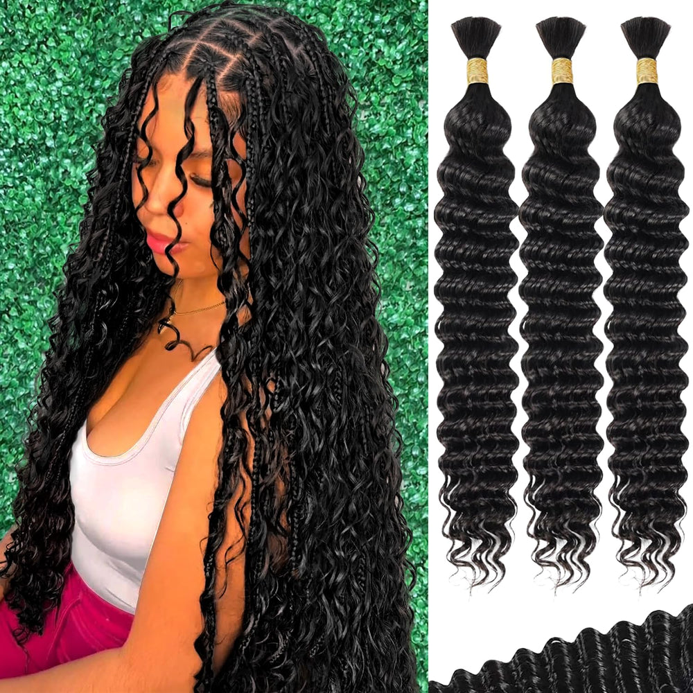 AKONSOUL 22-inch deep-wave bulk braiding hair for boho looks and easy styling