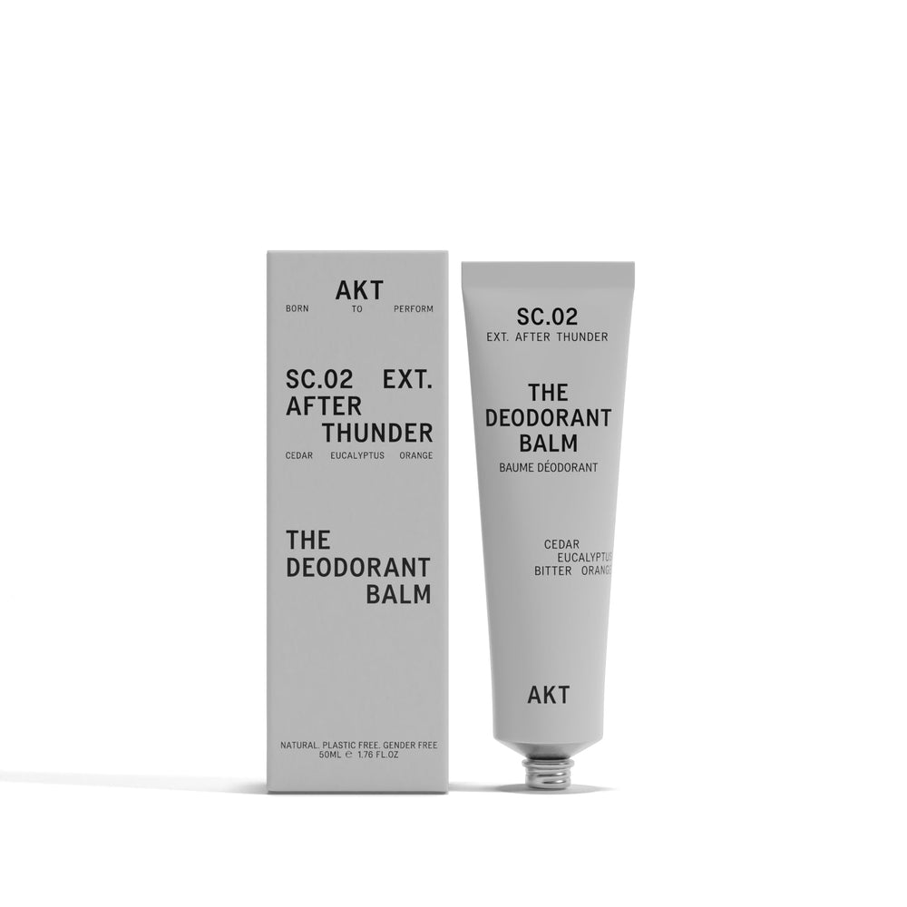 AKT Deodorant Balm tube front ready for all-day odor protection.