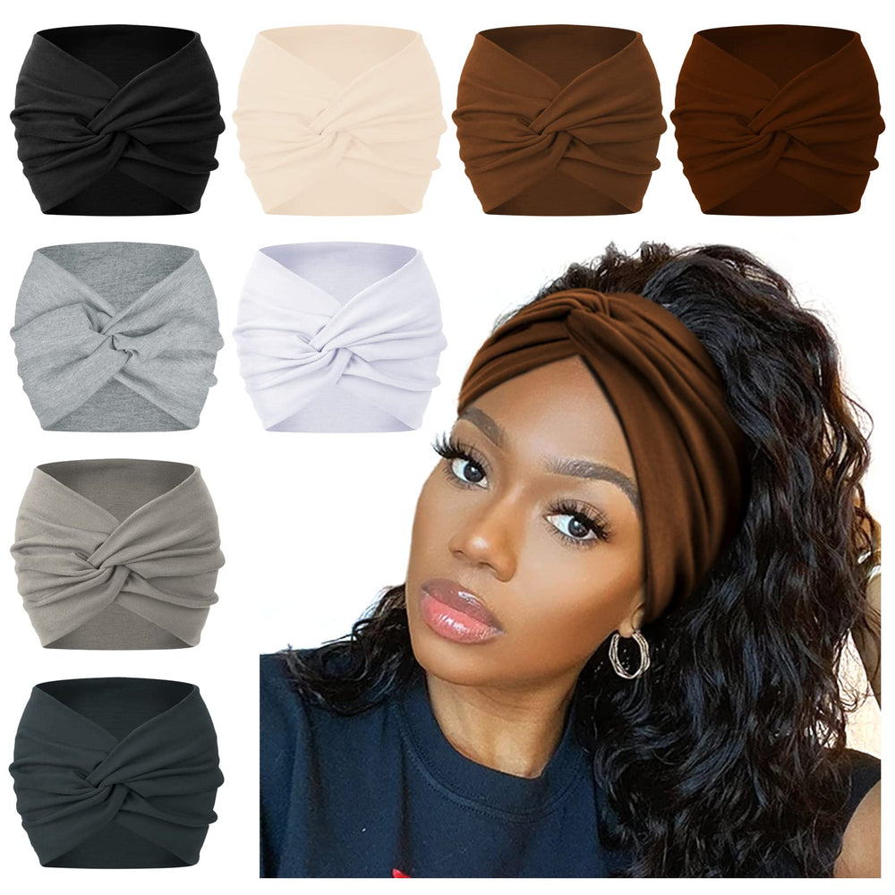 AKTVSHOW 7in wide headband front knot keeps hair neatly in place during workouts.