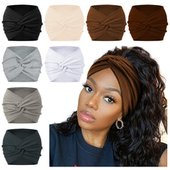 AKTVSHOW 7in wide headband front knot keeps hair neatly in place during workouts.