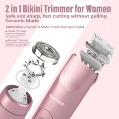 Akunbem bikini trimmer waterproof design enables safe wet and dry use for convenient grooming.