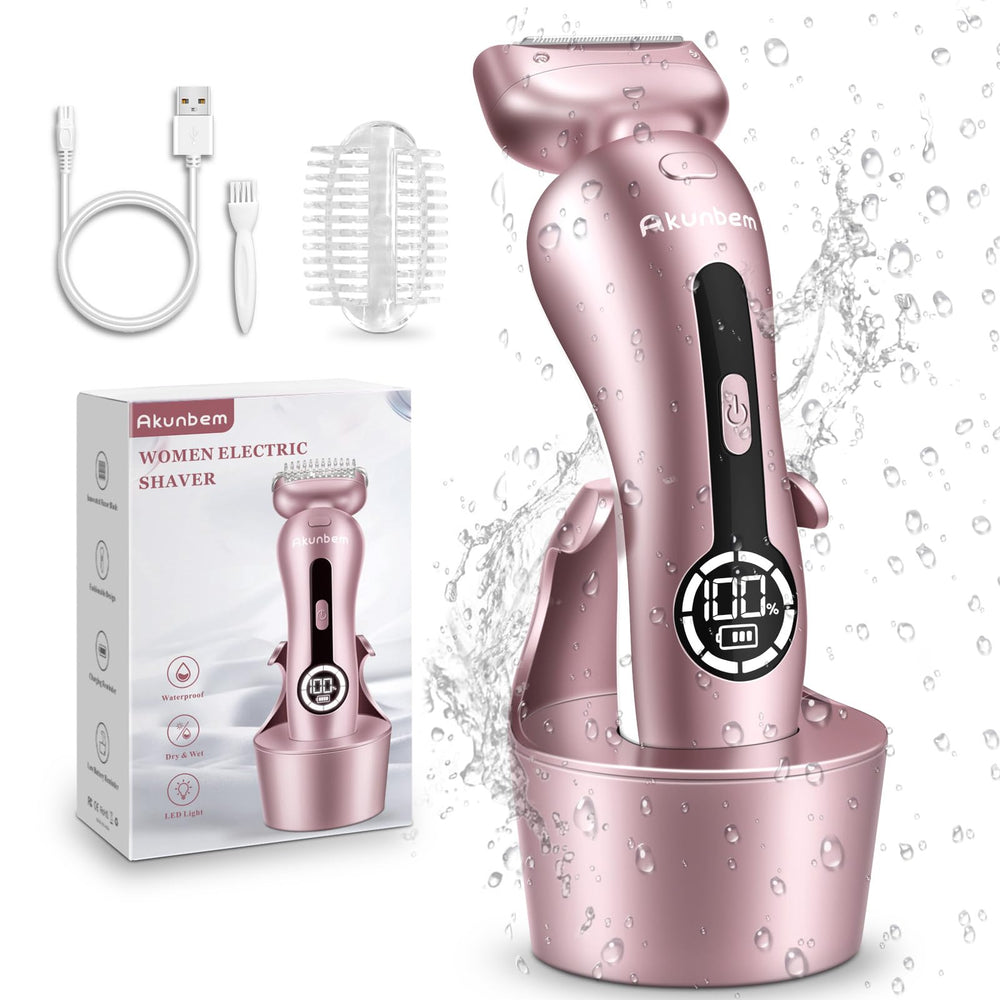 Akunbem electric shaver for legs and bikini pink smooth shave