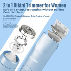 Akunbem women-electric-shaver with hypoallergenic ceramic blade ensures smooth skin.