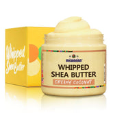 AKWAABA whipped-shea-butter creamy coconut tub delivering rich hydration for skin.