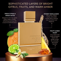 Al Haramain Amber Oud Gold Edition atomizer demonstrates travel-friendly portability for on-the-go refresh.