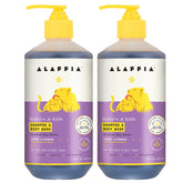 Alaffia Babies & Kids shampoo bottle with lemon lavender scent for gentle cleansing