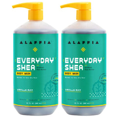 Alaffia Everyday Shea Body Wash vanilla mint bottle shows refreshing scent for moisturizing cleanse