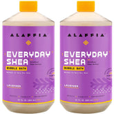 Alaffia Everyday Shea Bubble Bath packaging highlights fair-trade ingredients for gentle cleansing.