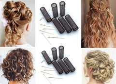 ALAZCO damp hair styling with the roller set for secure curls