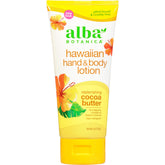 Alba Botanica Hawaiian Cocoa Butter lotion bottle nourishes dry skin.