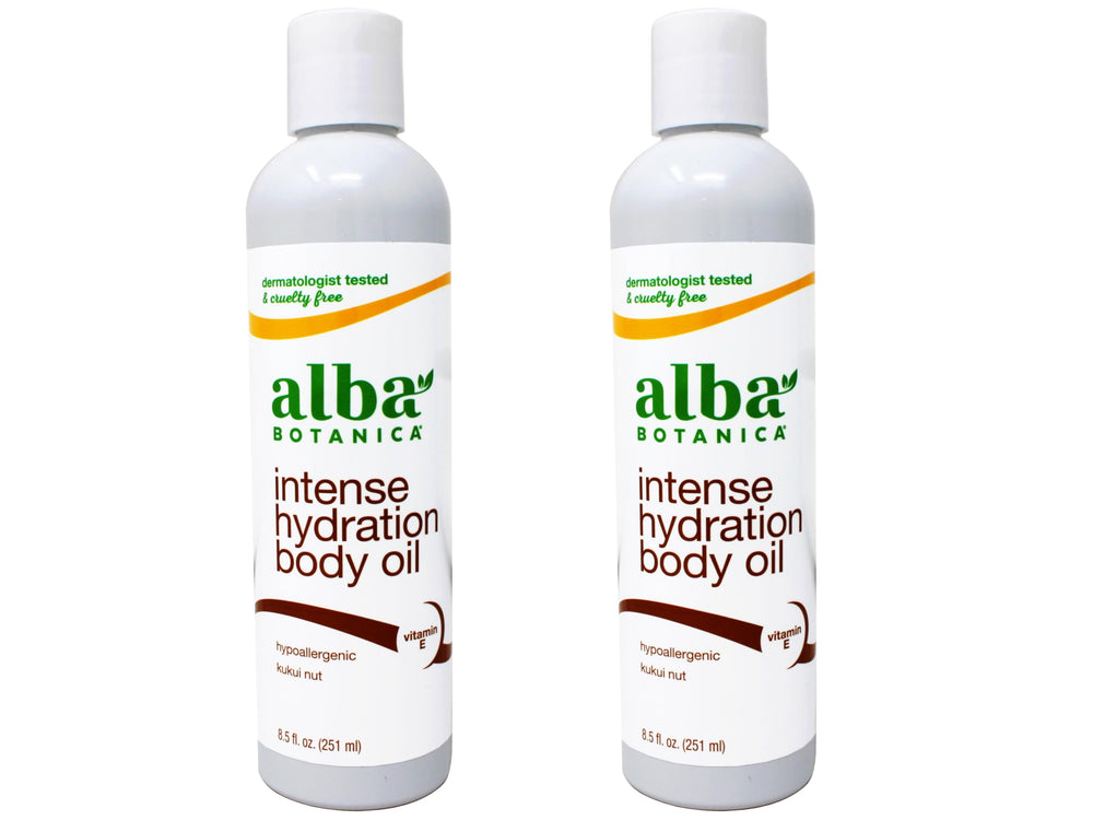 Alba Botanica Kukui Nut Body Oil bottle delivering tropical hydration.