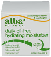Alba Botanica Moisturizer bottle pump demonstrates oil-free hydration for daily use