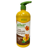 Alba Botanica More Moisture Shampoo bottle front with coconut milk hydration for dry hair