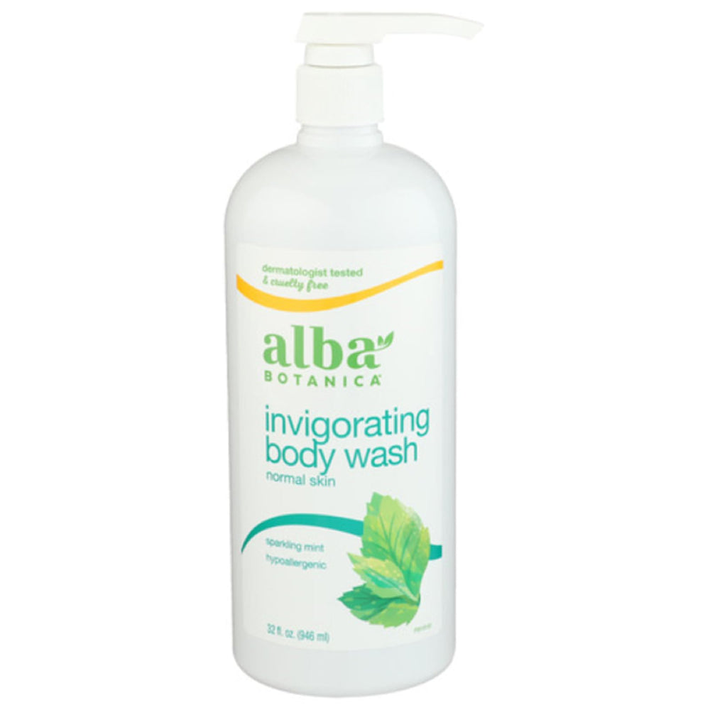 Alba Botanica Sparkling Mint bottle pour for a refreshing cleansing ritual.