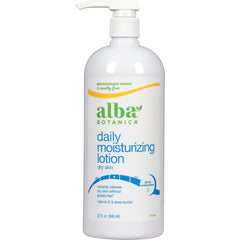 Alba Botanica Very Emollient Maximum Lotion bottle delivering lasting hydration for dry skin