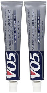 Alberto VO5 Conditioning Hairdressing gray hair bottle closeup shows deep conditioning