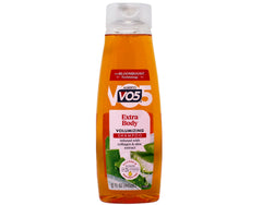 Alberto VO5 Extra Body Shampoo bottle close-up highlighting the pro-vitamin complex.