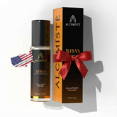 ALCEMÍSTÉ bottle close-up showing premium packaging and lasting fragrance.