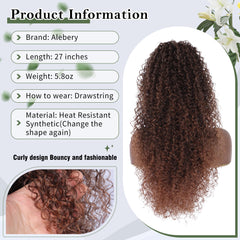 Alebery deep curly ponytail on model showing volume