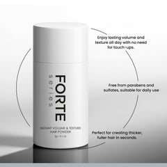 Alex Costa Forte Texture Powder being dispensed showing easy sprinkling for lift