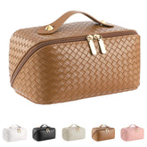 ALEXTINA large-capacity travel cosmetic bag front view keeps cosmetics organized on the go.