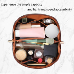 ALEXTINA travel cosmetic bag inside compartments separate skincare and makeup neatly.