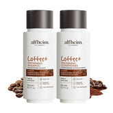 ALFHEIM Coffee+ Shampoo bottle shows sulfate-free cleansing for lightweight wash.