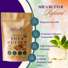 AliBell's refined shea butter jar with creamy texture for facial moisture