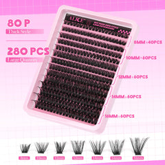 ALICE DIY Eyelash Kit wispy clusters closeup 10-16mm for natural volume