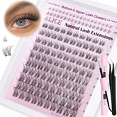 ALICE Lash Clusters Kit clear band upper-lashes 8-10-12-14-16mm creates natural wispy volume for daily wear.