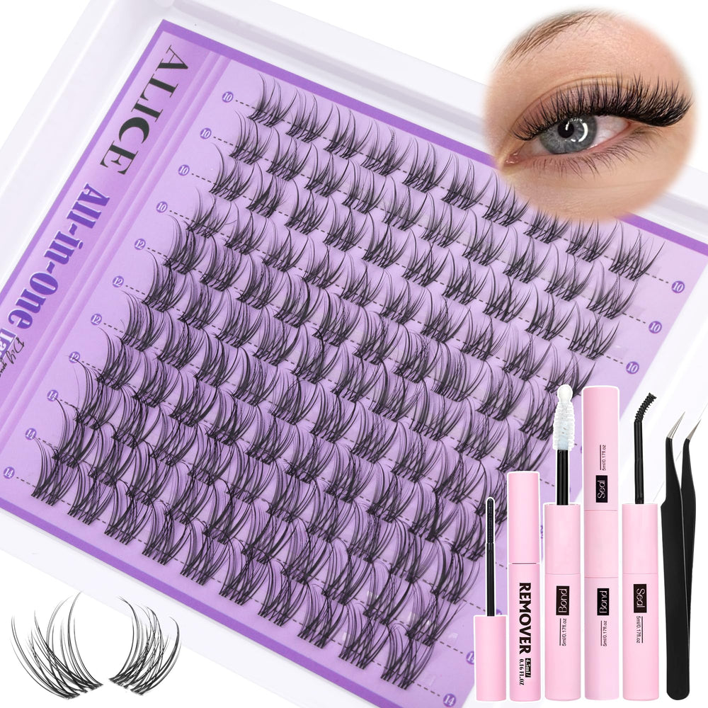ALICE natural lash extensions kit visible band wispy 10-14mm for subtle daily look.