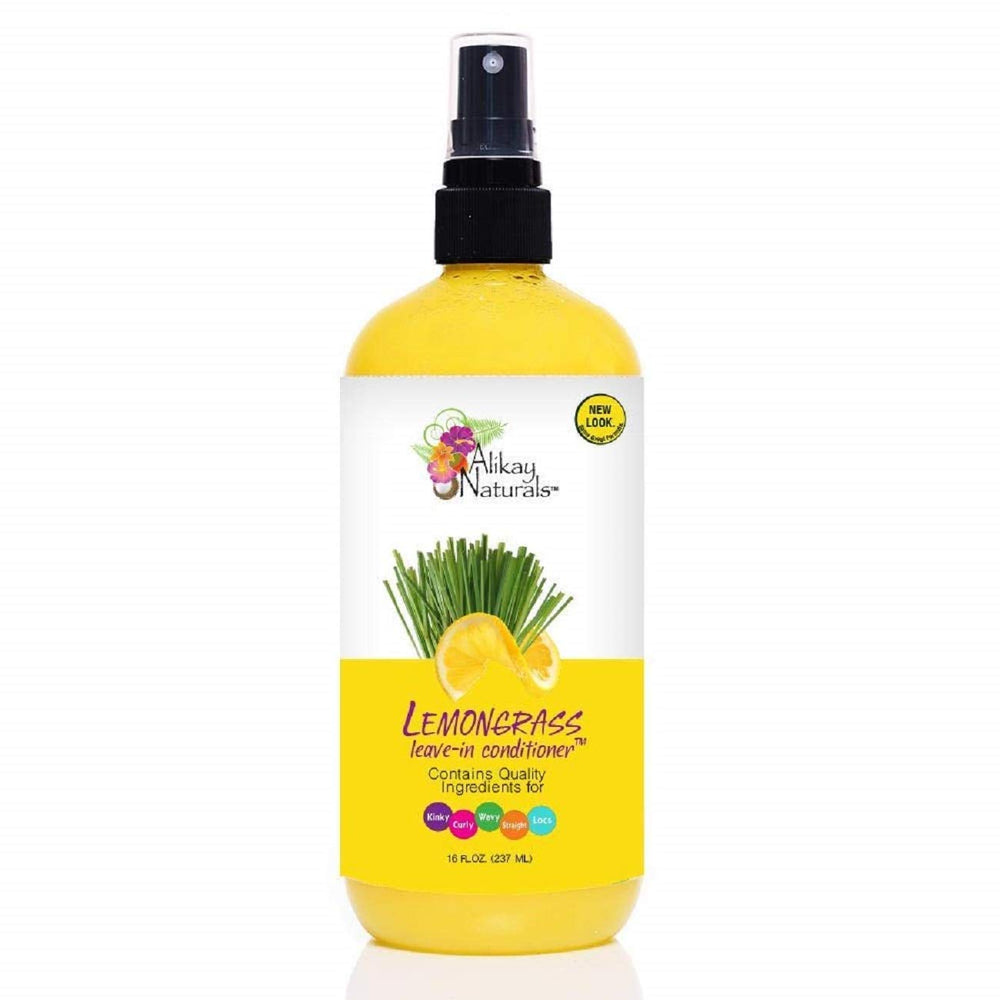 Alikay Naturals Lemongrass Leave-In Conditioner bottle with lightweight moisture and lemon zest scent.
