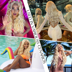 Alimubi 613 body-wave wig at 30 inches in blonde for dramatic length