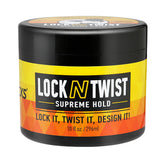 AllDay Locks Lock N Twist bottle demonstrates hydrating gel for secure, long-lasting hold.